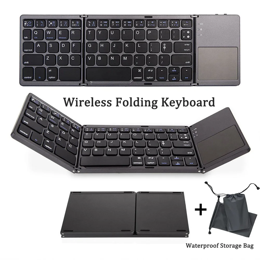 

Mini Wireless Folding Keyboard Bluetooth™Keyboard With Touchpad For Windows, Android, IOS,Phone,Multi-Function Button Keyboard