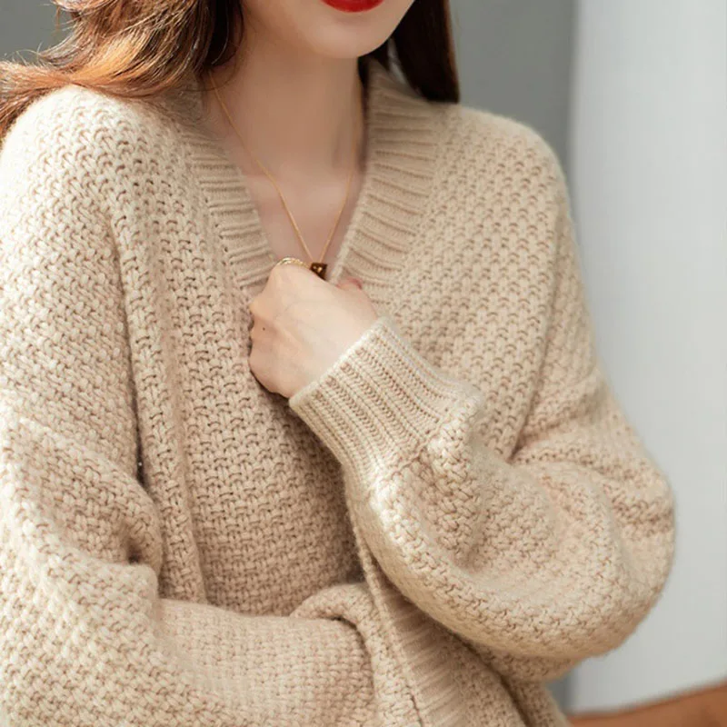 Vintage Solid Cardigan Sweater Women Harajuku Lazy Style Thicken Soft Knitted Cardigans Fashion Loose Streetwear Sweaters Coat