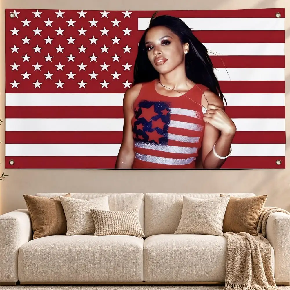 Legendary Singer Aaliyah Flags Aesthetic Wall Hanging Flag Banner Bedroom Living Room Home Decor Large HD