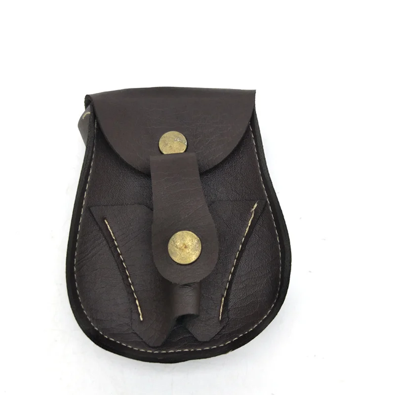 Slingshot Steel Ball Carrying Storage Bag brown Handmade Leather Multifunctional Magnetic Suction Integrated Waist Bag