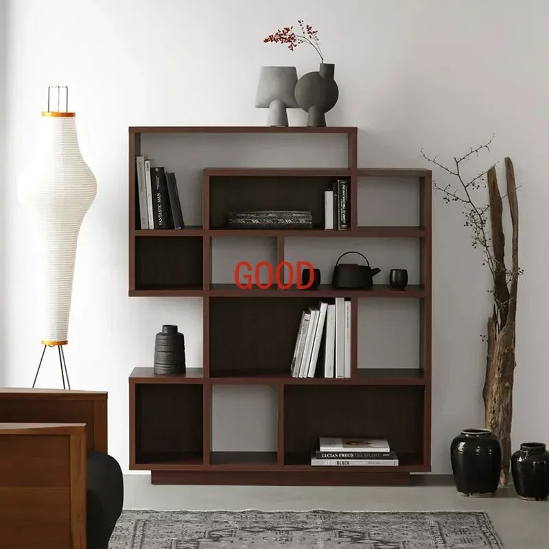 

Simple Nordic Solid Wood Bookcase Walnut Color Floor Bookcase Japanese Storage Cabinet Multi-layer Shelving Furniture LVBC