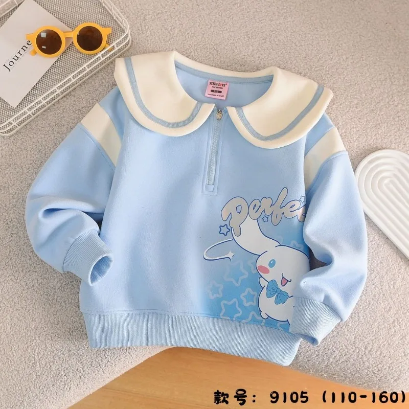 Kuromi Cinnamoroll Anime Kawaii MINISO Ins Long Sleeve Hoodie Cute Cartoon My Melody Children Coat Clothing Gifts for Kids