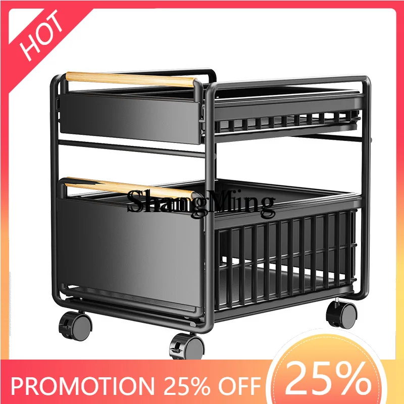 

FG good-looking schoolbag shelf removable trolley household table edge book storage rack under table pulley cabinet