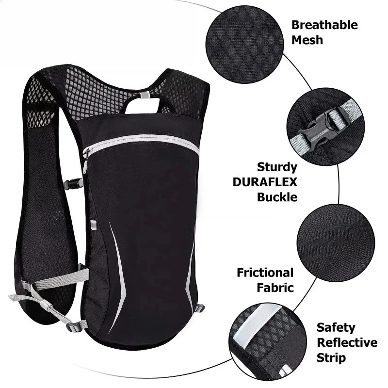 Men's and Women's 5L Outdoor Lightweight Hydration Backpack Off-Road Running Vest Bike Hiking Marathon