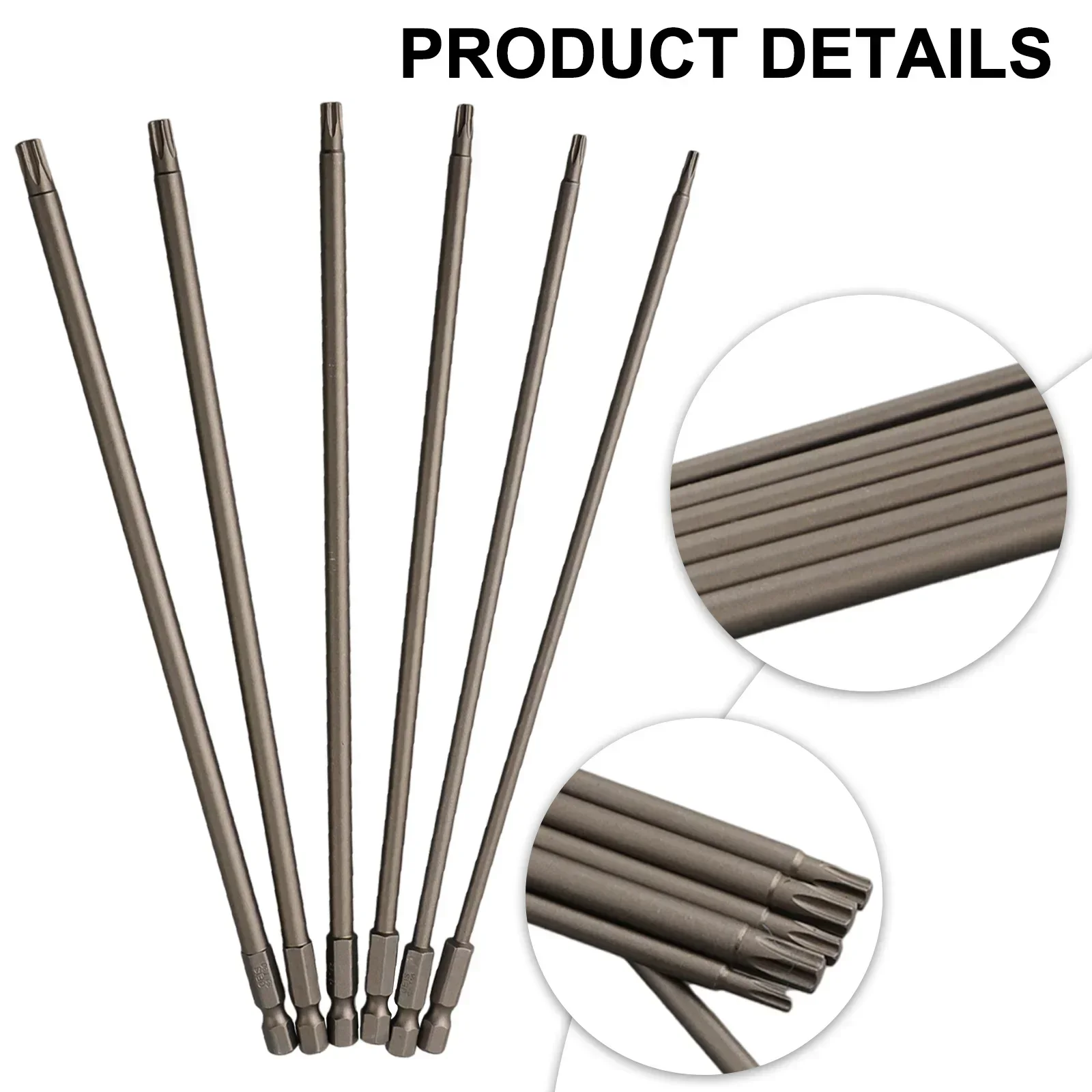 

1/6pcs 200mm Magnetic Torx Screwdriver Bits Alloy Steel/T15/T20/T25/T27/T30 Flat Head 1/4" Hex Bits Screwdriver Hand Tool