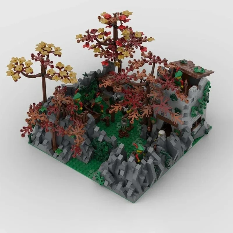 Moc Medievale CAMOUFLAGO OUTPOST Castello modulare Modello Building Blocks FAI DA TE Assemblaggio creativo Mattoni Bambini Regali di festa Giocattoli