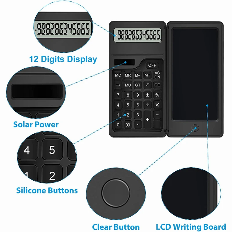 Children Calculator Draft Handwriting Notepad, University School Desktop Calculators Drawing Memo Pads, Dual Energy Power Supply