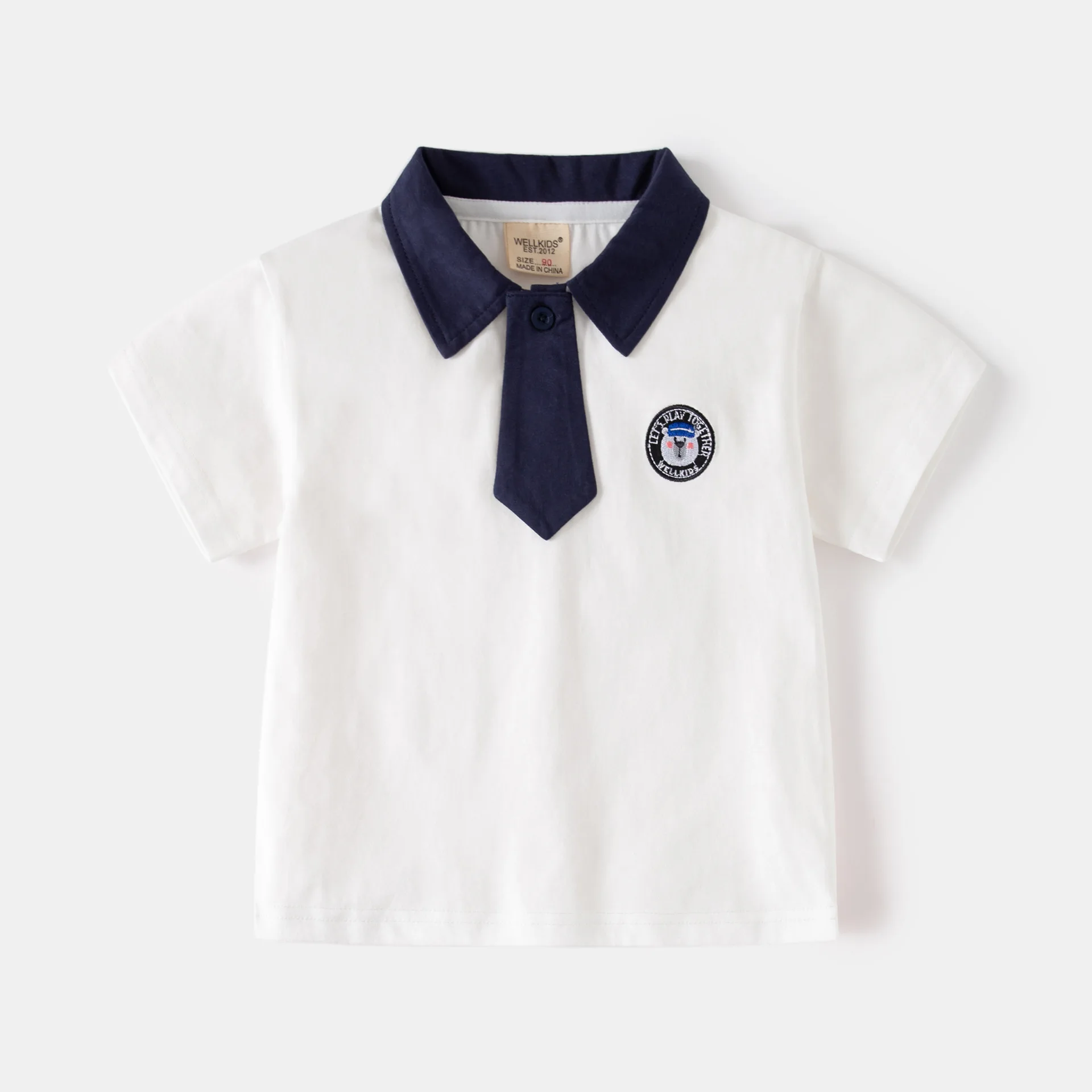 Tie-like Boys Polo T-shirts Toddler Kids Tops Tees Summer Children's Clothes
