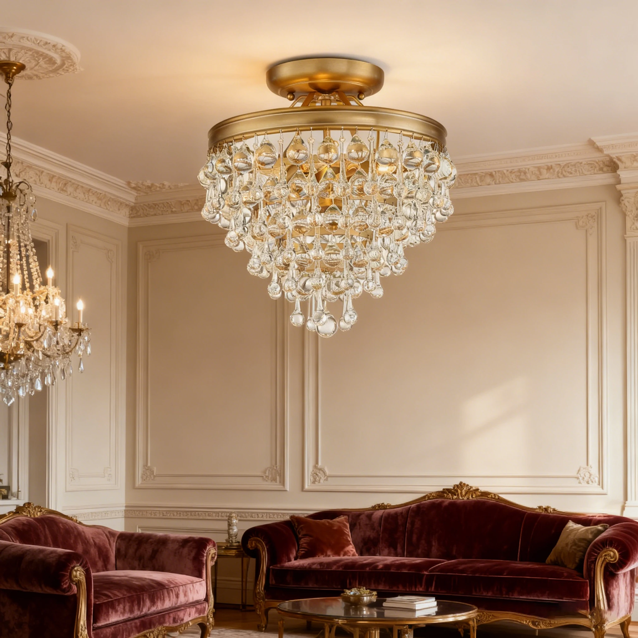 BOSSEN الحديثة الشمال عكس الضوء الذهب مصباح السقف بريق دمعة الأجهزة الزجاجية شكل حلقة في الذهب إنهاء الثريا للعيش #2