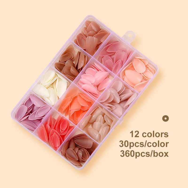 

360 шт./кор., сладкий розовый миндаль, пресс для ногтей, простые глянцевые накладные ногти телесного цвета, носимые съемные накладные кончики ногтей, маникюрный набор