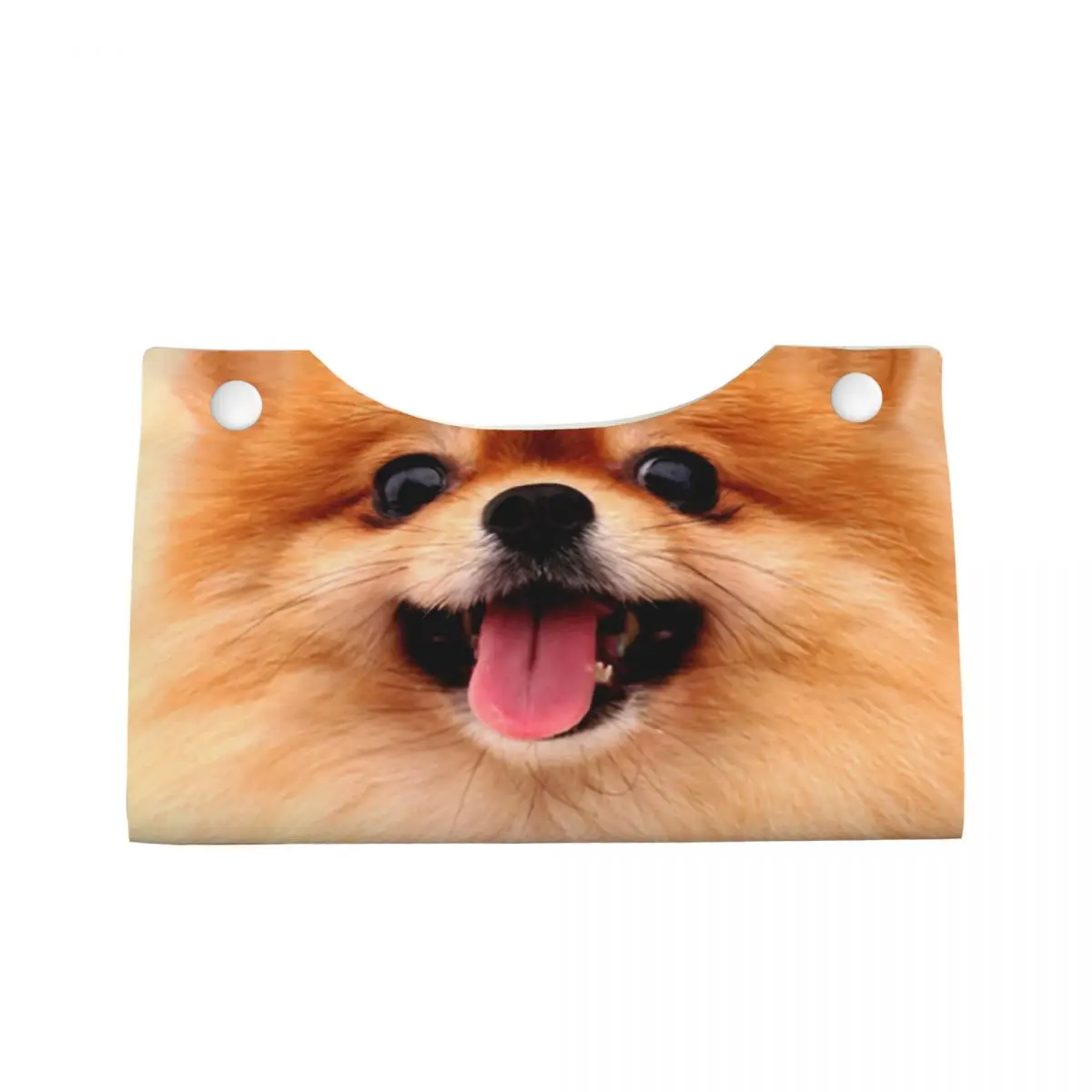 Custom Pomeranian Puppy Tissue Box Cover Rectangular PU Leather Spitz Pom Dog Facial Tissues Holder for Car