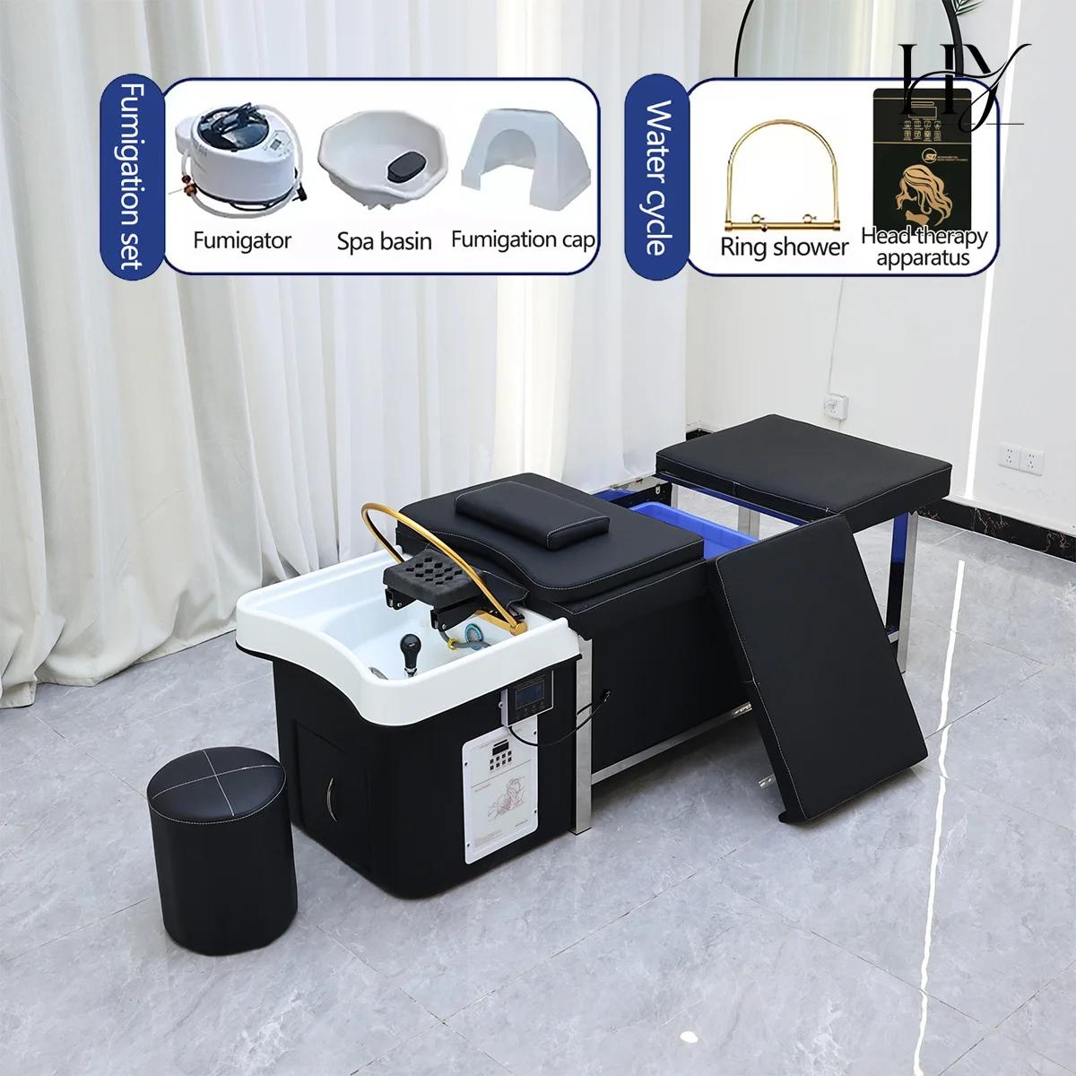 All‑in‑one Thai Shampoo Bed Massage Hair Washing Table Water Circulation System Storage Cabinet For Beauty Salon Spa