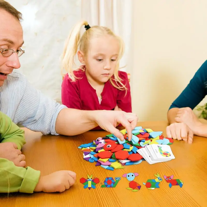 En bois Tangram Puzzle Géométrique Forme Modèle Blocs De Bonne Qualité Pensée Formation Jeu Apprentissage Puzzles Éducatifs Pour Les Enfants