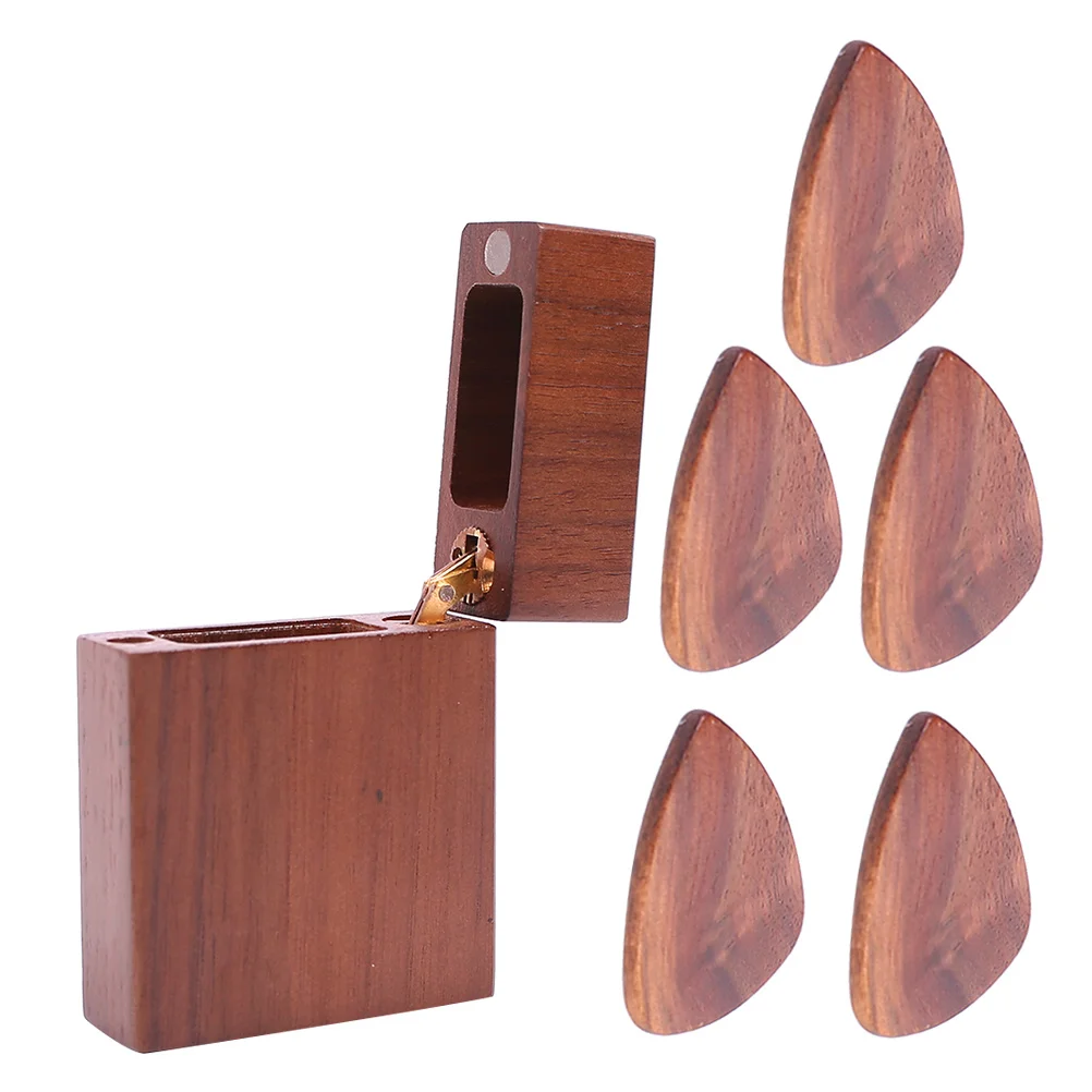 

Guitar Pick Holder Walnut Wood Durable Pick Storage Case Elegant Guitar Accessories Organizer Box Picks Holder