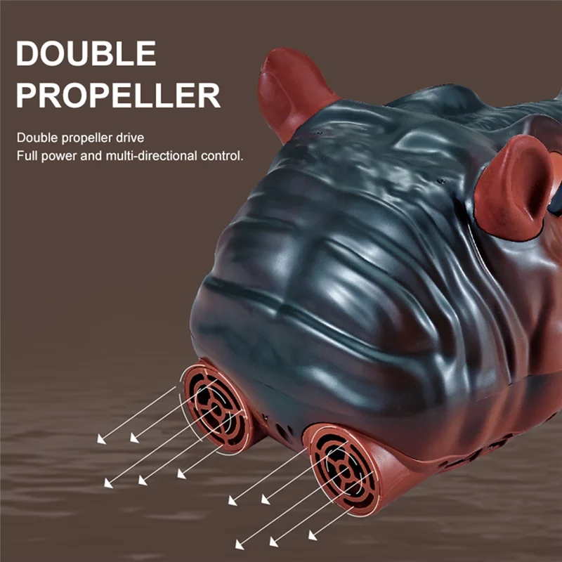 DELAM-2.4Ghz Rc Ippopotamo Barca telecomandata Impermeabile Lago Piscina Spray Bambini per regalo di compleanno