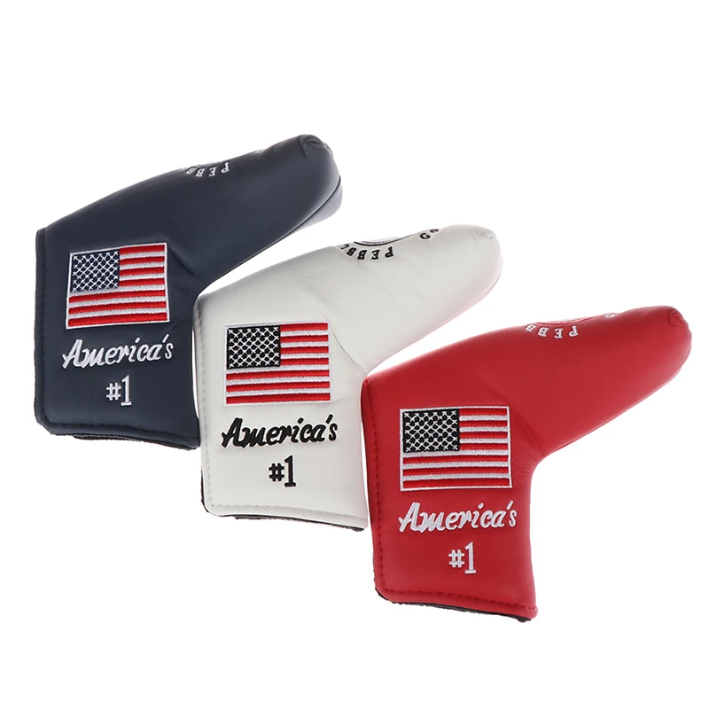 High Quality 1Pc America Flag Pebble Beach Golf Putter Head Cover Blade Putter Cover