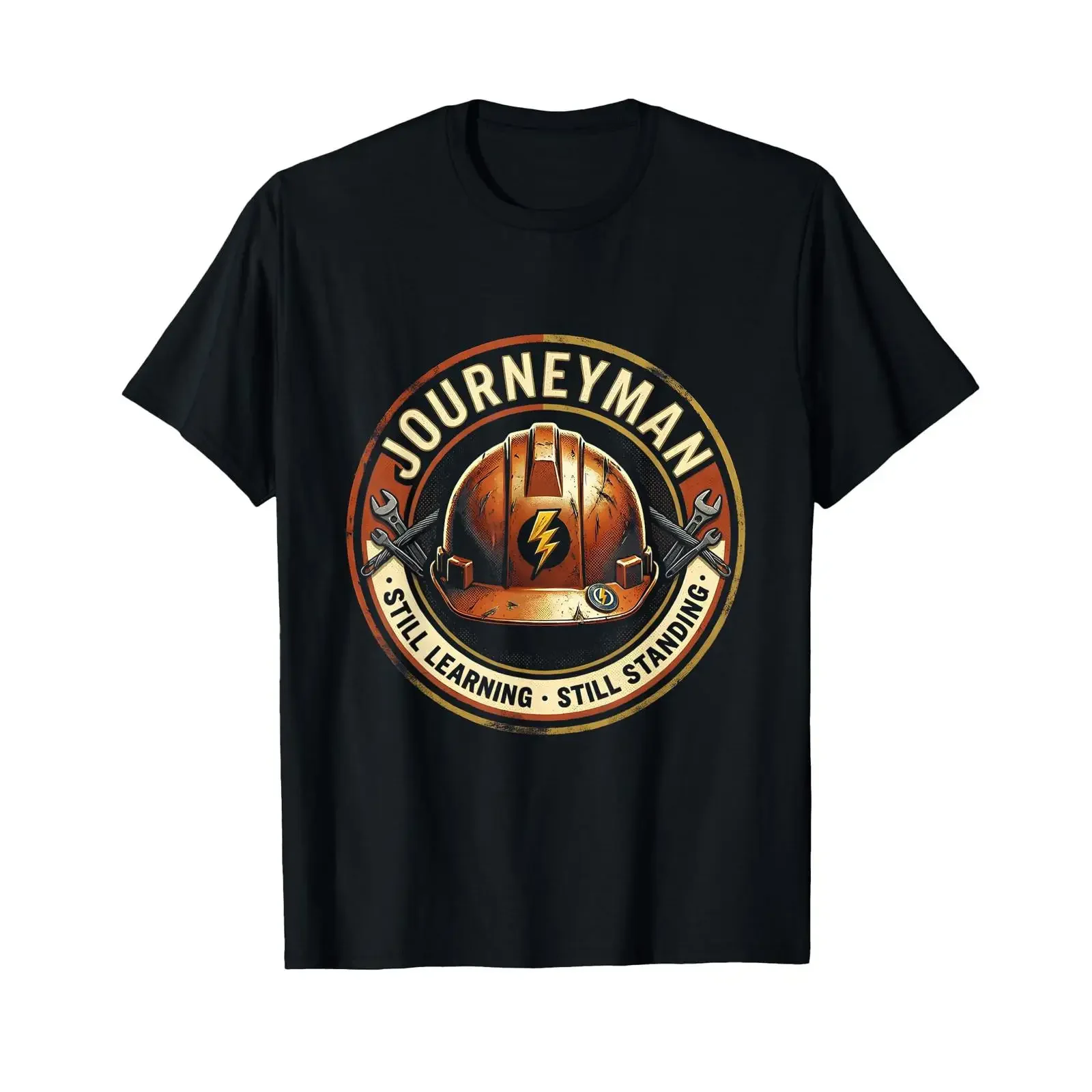 Journeyman Still Learning Standing Electrician Design T Shirt vintage Washed streetwear homme Breathable Stretched