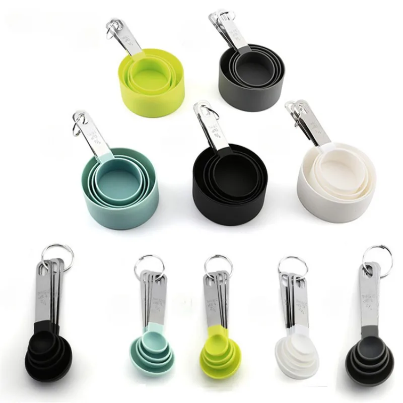 

【8Pcs Measuring Cups Spoons】Kitchen Tools with Scale for Liquid Powder, Baking & Cooking,Coffee, Flour, Sugar