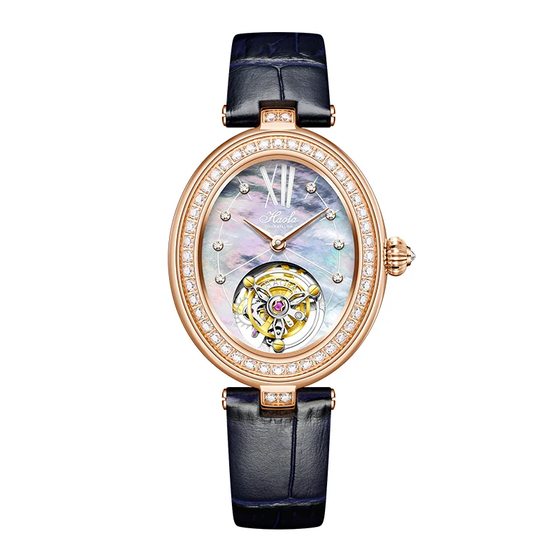 Haofa Limited Edition Flying Tourbillon Luxury Manual Mechanical Movement Watch Sapphire Oval Elegant Ladies Wristwatch 2118