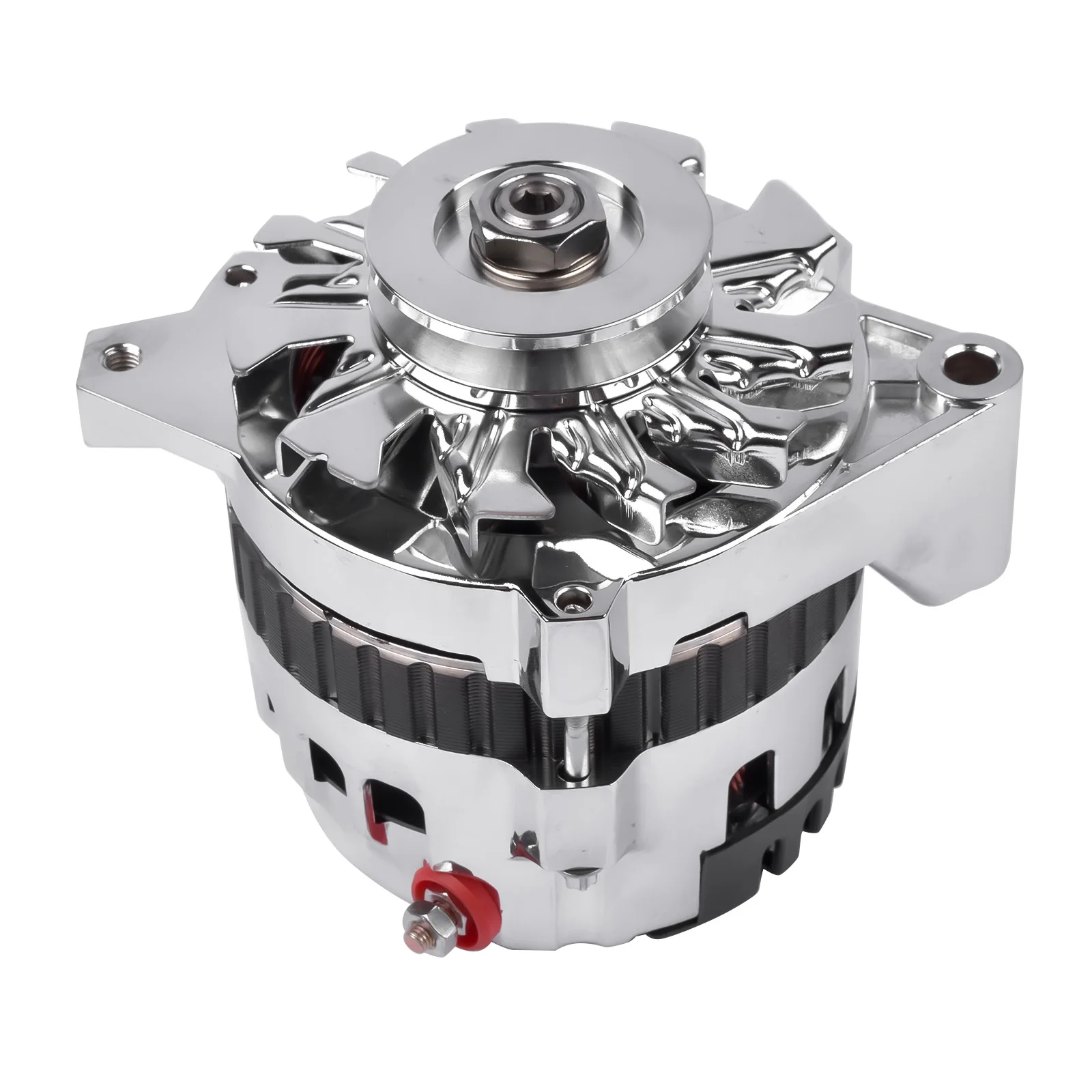Glossy 180A Chrome Alternator CS130 Style V-Belt Pulley for 7.4 5.0L 5.7L 6.2L ES1022C