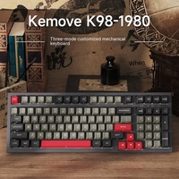 Kemove K98 1980 Tri-Mode Bluetooth Mechanical Keyboard 98keys Gasket Hot Plug Gaming Keyboard RGB PBT N-Key Rollover Keyboard