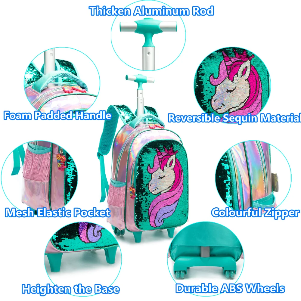 Einhorn Roll rucksack für Kinder Roll rucksack Doppel griff Roll rucksack mit Lunch Bag und Feder mäppchen Set