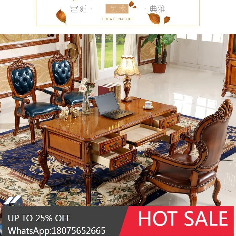 SGF European solid wood desk and chair combination multi-functional home learning desk