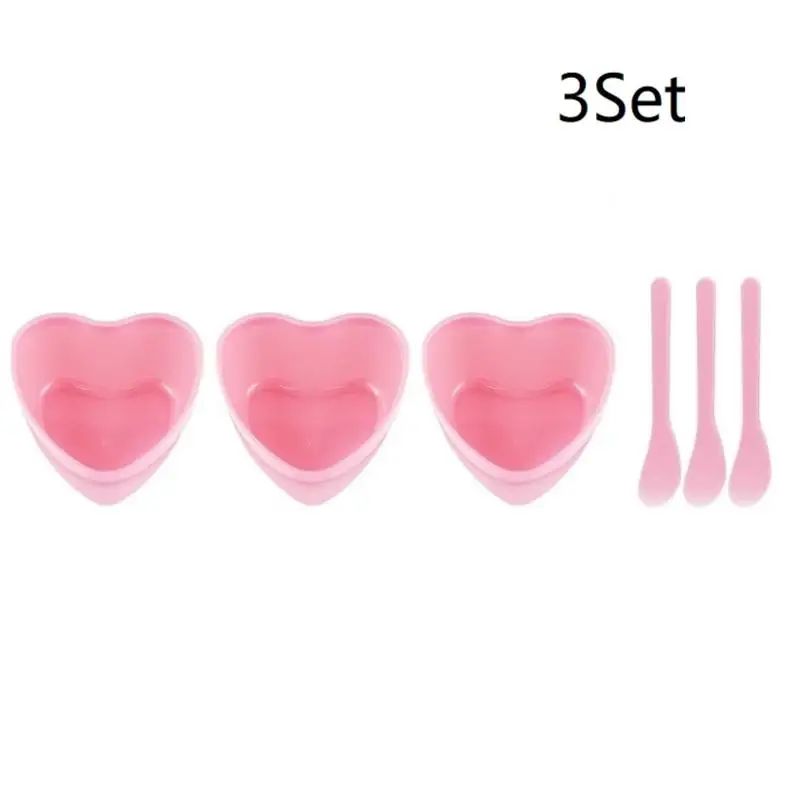 Plastic DIY Skin Care Tool, Suitable For Family And Salon 6/12 Pcs Heart Shaped Facial Mask Mixing Bowl With Scraper