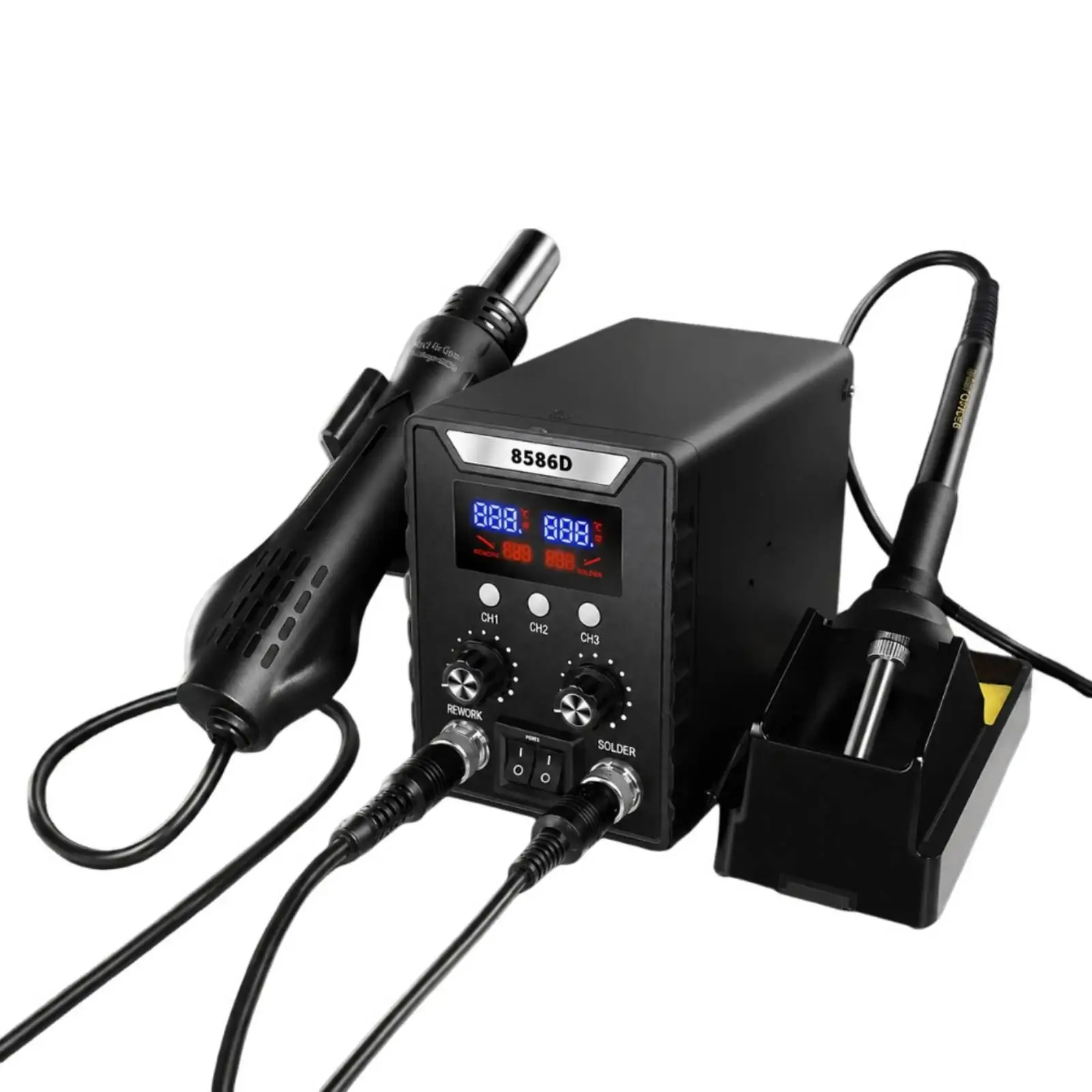 2-in-1 Hot Air Rework Soldering Station Separate Control 2-in-1 Soldering Repair Station Two-Mode-Function for Component