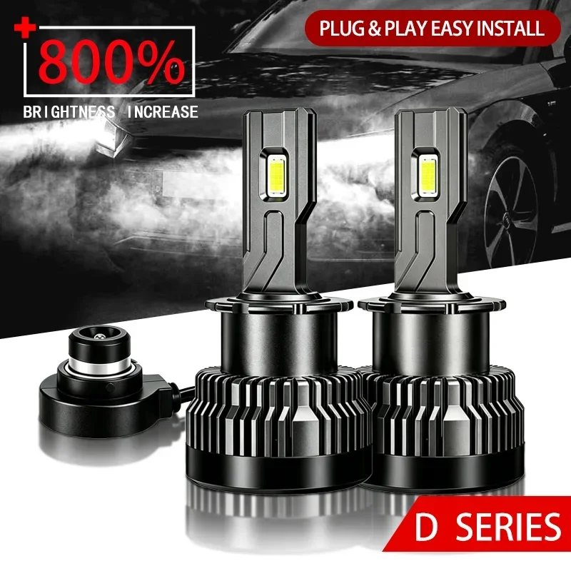 2PCS D1S D2S/R D3S D4S/R D5S D8S LED Headlight Bulbs 70W 800% Brighter 12000LM 6000K Plug&Play Turbo FanAuto HID Replacement 12V