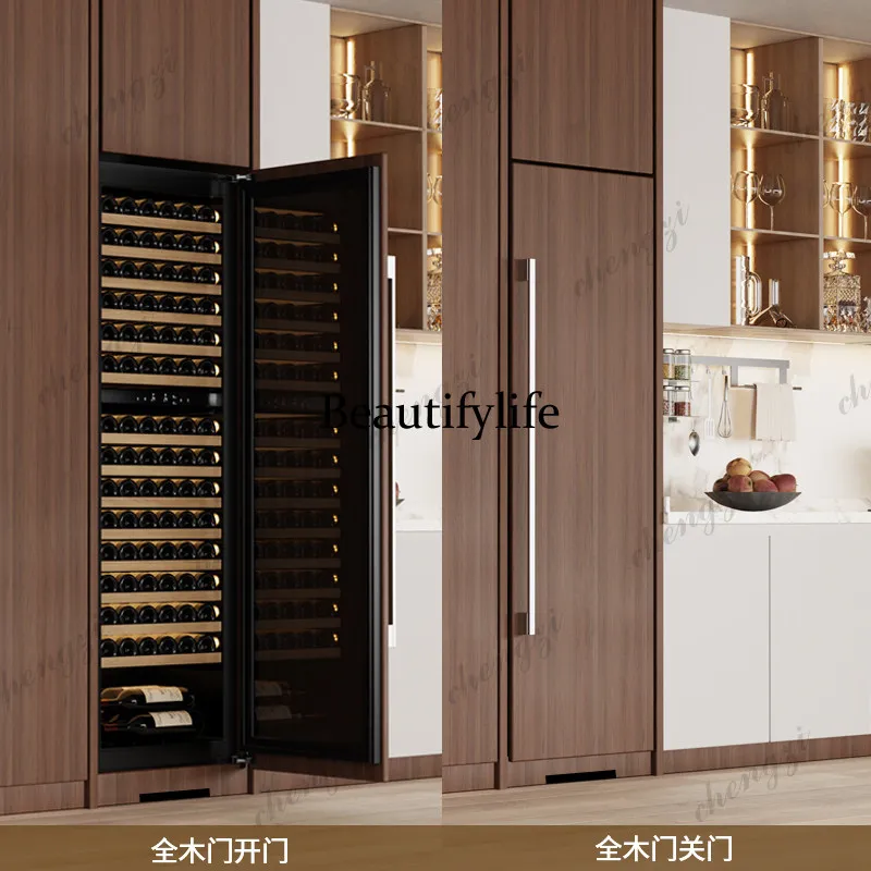 Seamlessly embedded red wine constant temperature wine cabinet, dual-temperature ice bar home refrigerated cabinet,