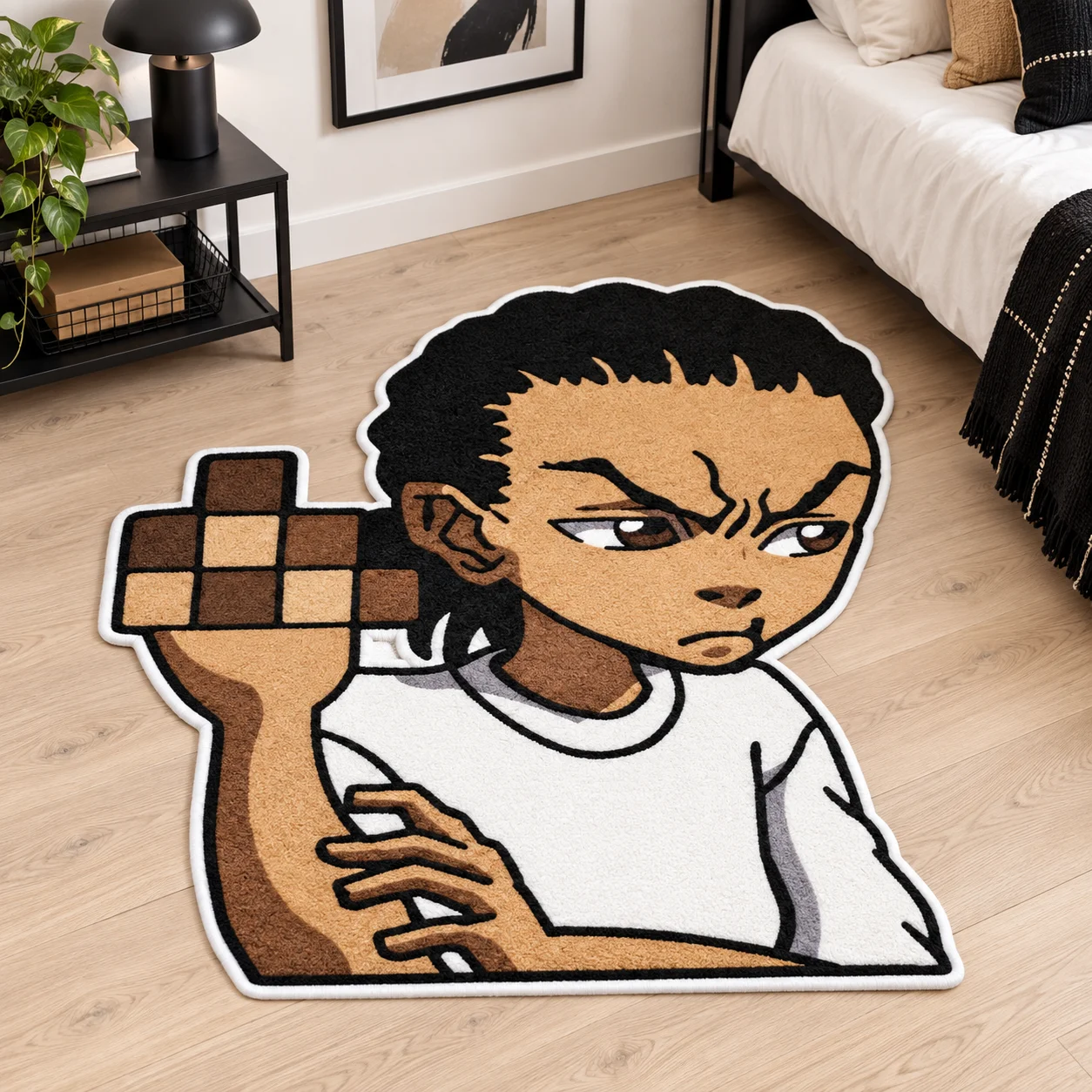 The B-Boondocks Boy Irregular Area Rug, Soft Flannel Floor Mat for Bedroom Game Room Living Room Home Decor and Unique Gift