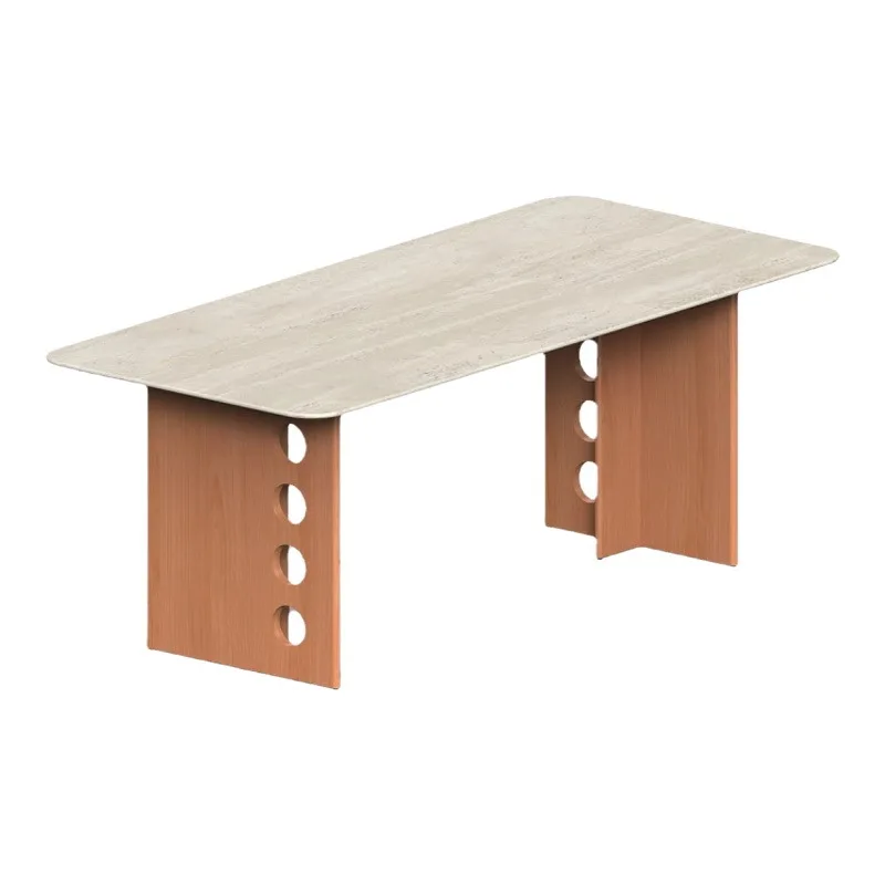 Medieval style home restaurant table, rectangular small apartment dining table cherry wood