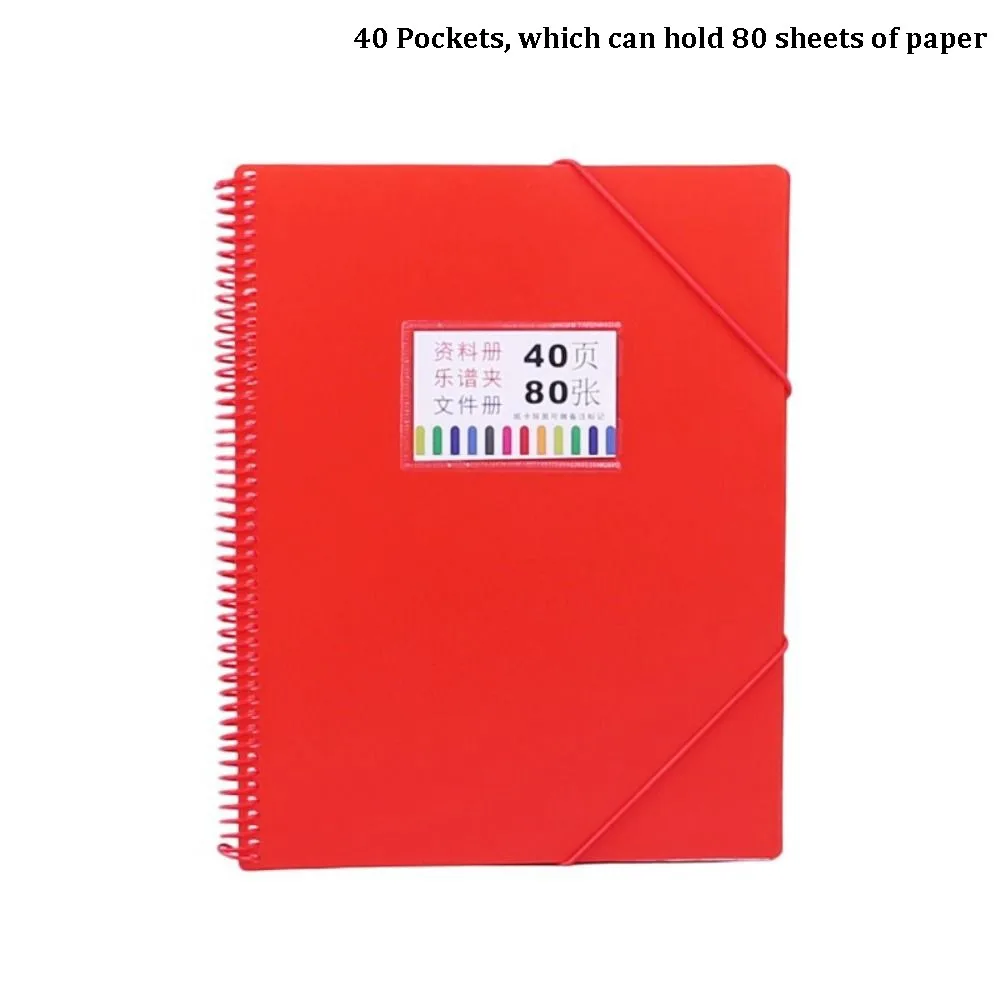 

A4 File Folders with 40 Pockets Large Capacity Documents Organizer Versatile Portable Test Paper Storage Tool School Supplies