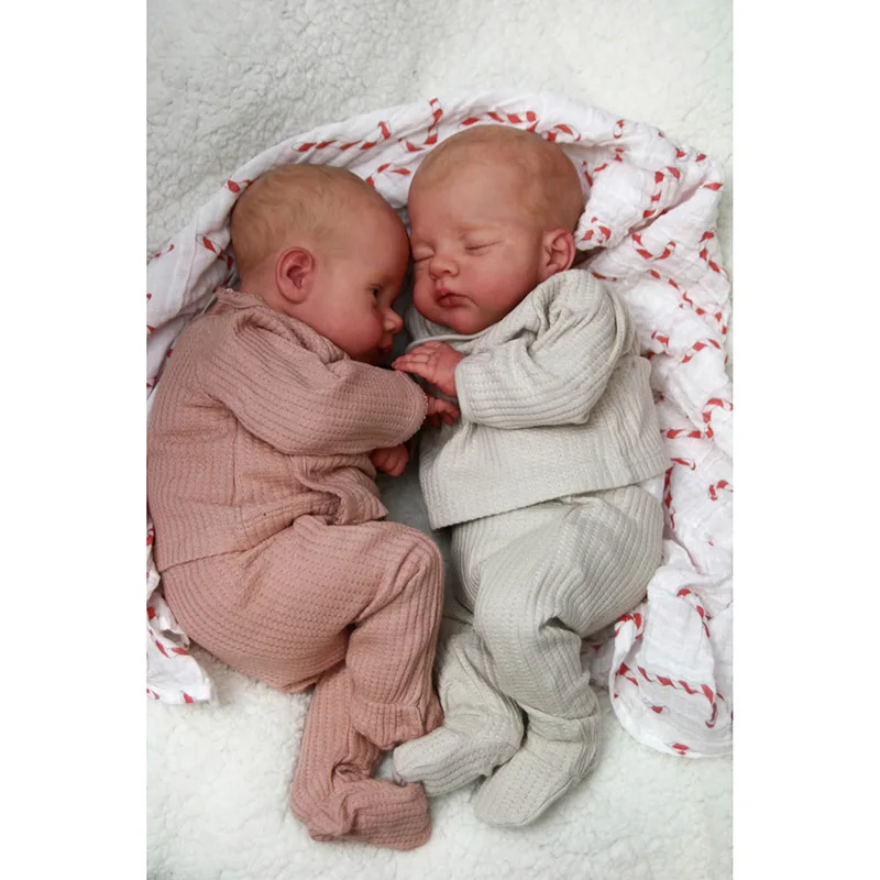 Bebe Irys en Lily herboren babypop tweeling handgemaakte 3D huid meerdere lagen schilderij collectible levensechte kunstpop