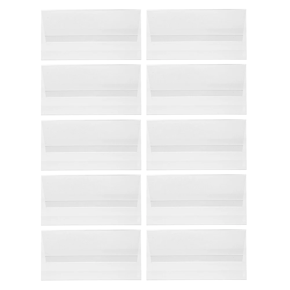 

10pcs Clear Acrylic Conference Table Cards 120x60mm Double-Sided Desk Name Plates for Wedding Sign Stand Office Exhibition