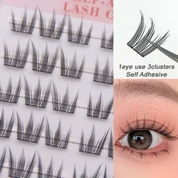 Noglue False Eyelashes 6 Rows Self-adhesive Eyelash Extension Natural Individual Cluster Grafting DIY Lashes