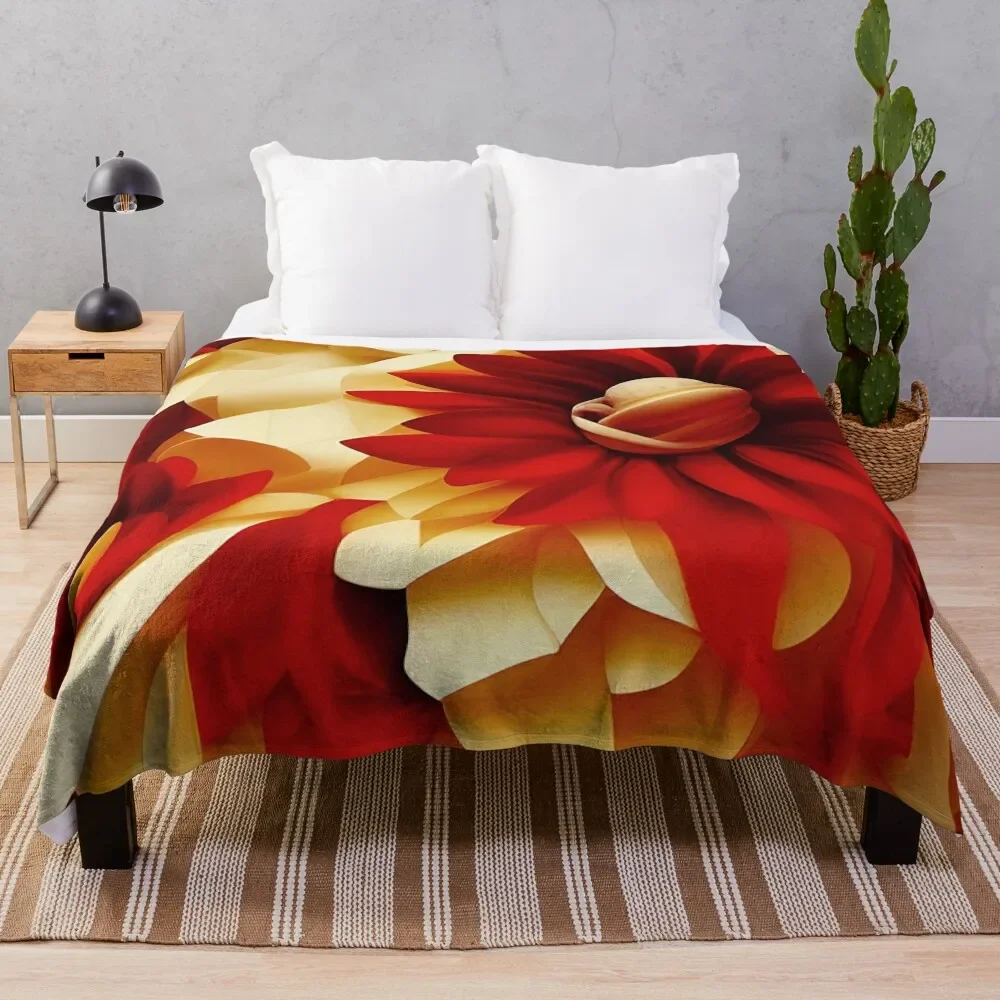 

Red and Yellow Floral Sculpture Throw Blanket Furrys Sofas Blankets