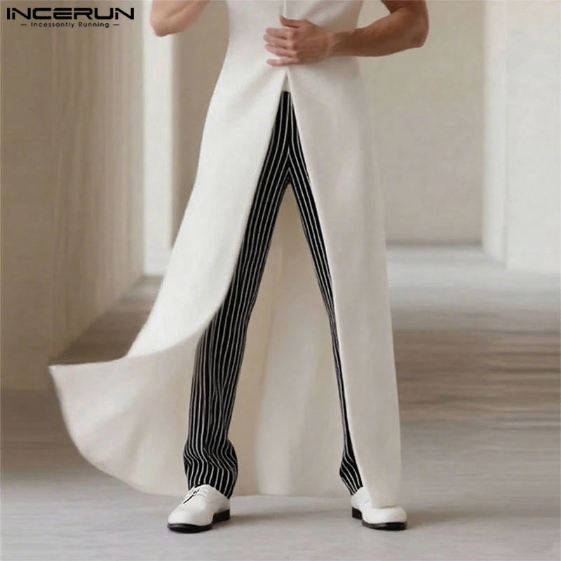 INCERUN, pantalones a rayas para hombre, pantalones para correr con cintura elástica, pantalones casuales sueltos, ropa de calle para hombre, pantalones largos rectos de moda para hombre 2025, S-5XL