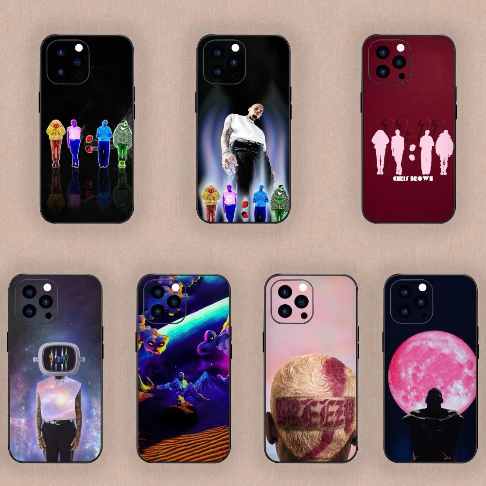 Rapper Chris Brown Phone Case For iPhone Mini 11 12 13 14 15 Plus Pro Max XR XS Black Shell