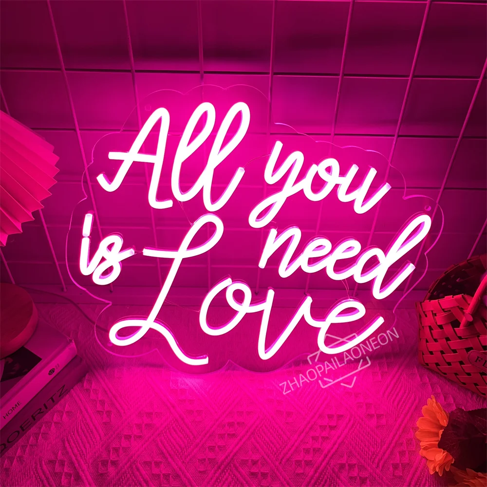 All You Need is Love Neon Sign Custom LED Light Bedroom Wedding Party for Decoration Wall Hanging Neon Art Decor Night Lights