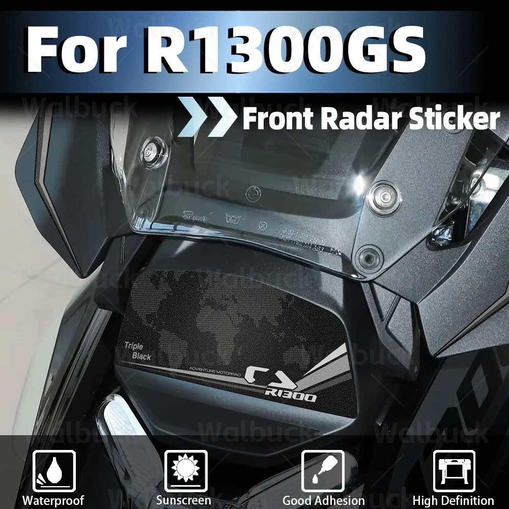 Motorcycle Refit Front Radar Frosted Protect Sticker Adventure Triple Black Decal For R1300GS R 1300 GS r1300 gs 2023 2024