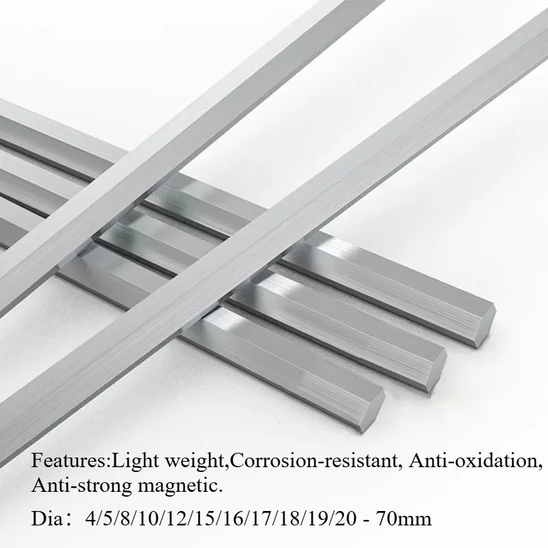 6061 Aluminum Hex Bar Hexagonal Rod Dia 4 5 8 10 12 15 16 17 18 19 20 - 70mm Length 500mm DIY Material
