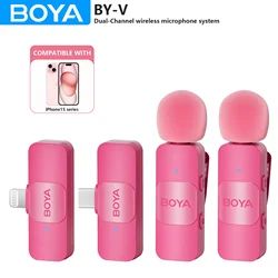 BOYA BY-V Rose Sans Fil Lavalier Revers Microphone pour iPhone Android USB-C Formateurs Ordinateur Youtube Vidéo Statique Streaming