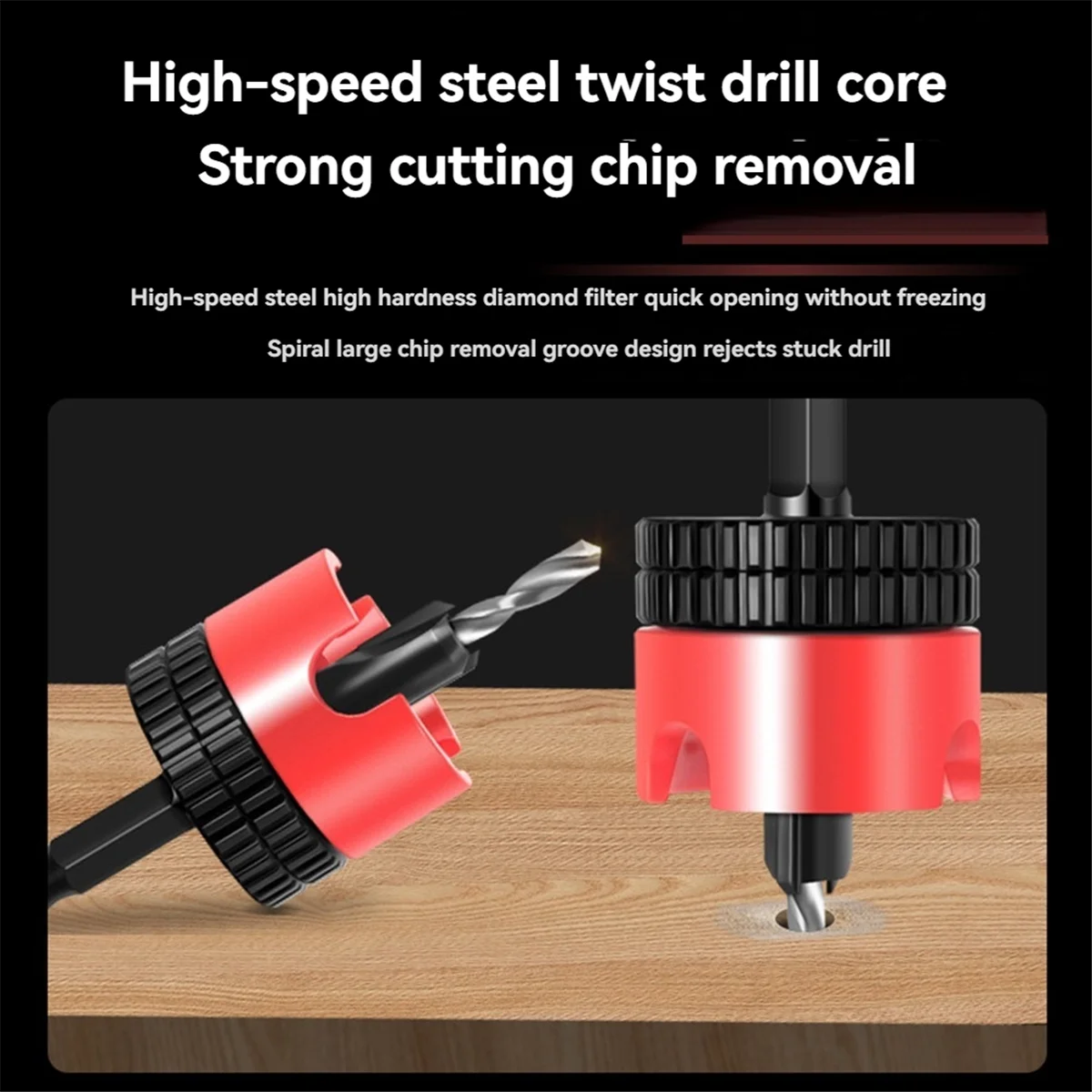 N18R 2PC Woodworking Limit Countersink Drill Non Slip Hexagonal Shank with Bearing Adjustable Step Drill Screw Opener