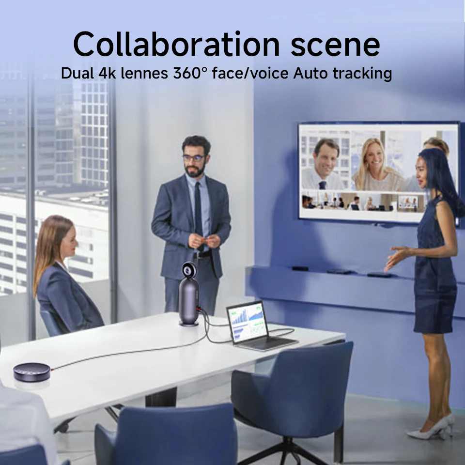 Factory Price 360° Auto-Tracking 1080P Video Conference Camera With Dual 4K Lenses USB Interface CMOS Image Sensor