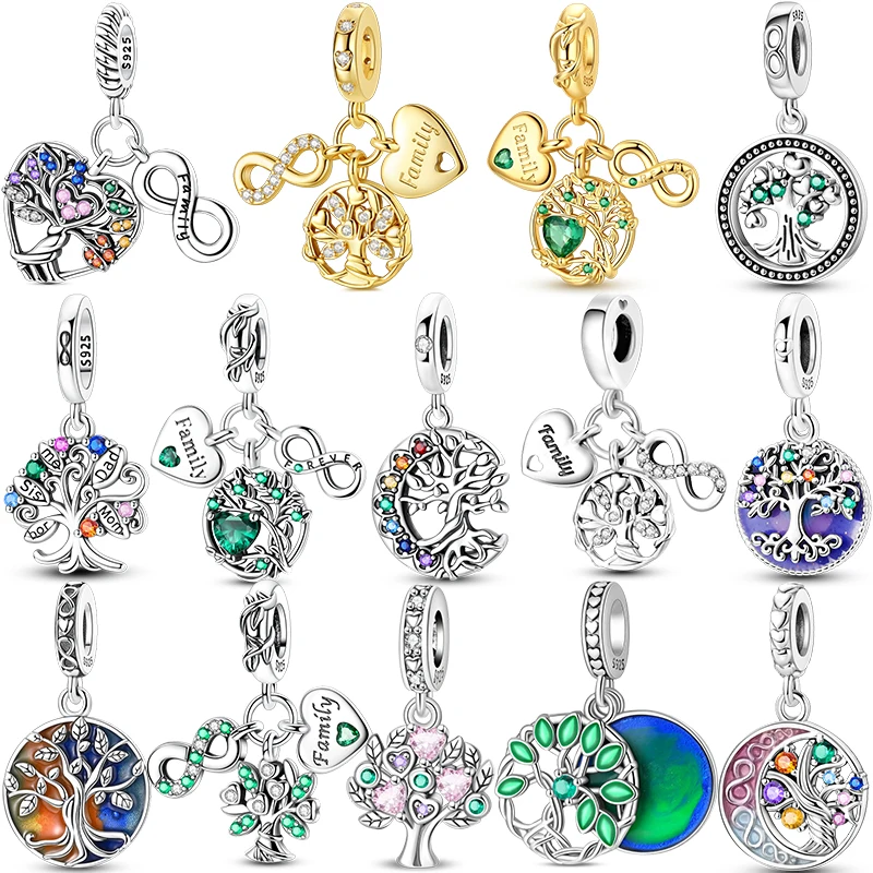 Hot 925 Sterling Silver Charms Bead Eternal Symbol Tree of Life Family Tree Pendant Fit Original Bracelet DIY Women Jewelry Gift