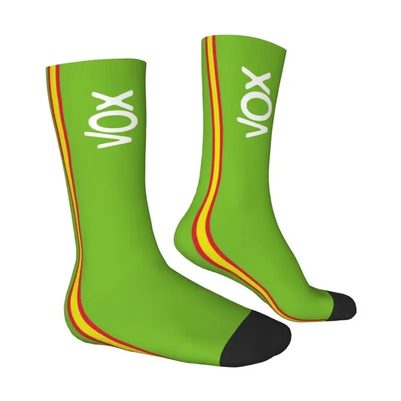 Cute Spain Vox Stripe Flag Socks Men Women Warm 3D Printed Spanish Political Party Sports Football Socks