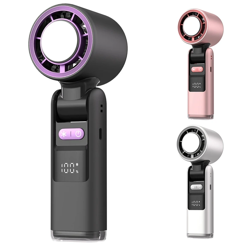 ГОРЯЧИЙ! Портативный ручной вентилятор с зарядкой через USB, регулируемая скорость, вентилятор с цифровым дисплеем, складной дизайн, высокоскоростной вентилятор с ночником