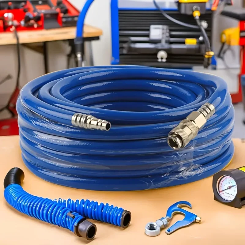 Tuyau en PU tressé à 3 brins, robuste, 20 m/10 m (65,6/32,8 pi) - Raccords rapides Euro/C, haute pression, étanche, pour outils pneumatiques et de pneus
